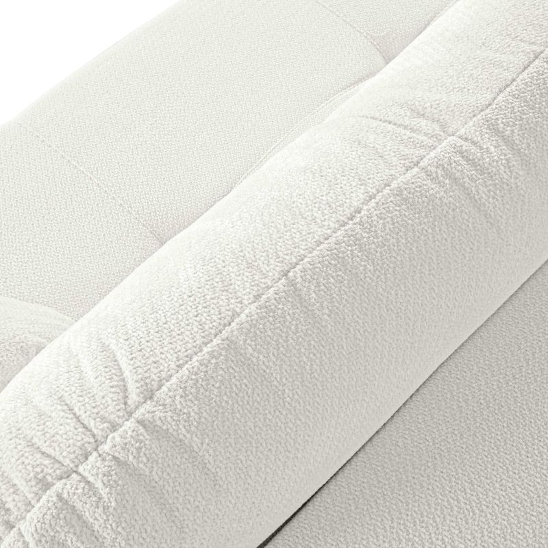 Canapé droit ROTONDO convertible tissu bouclette écru 3 places