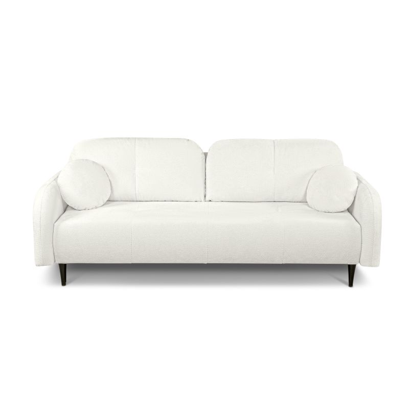 Canapé droit ROTONDO convertible tissu bouclette écru 3 places