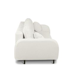 Canapé droit ROTONDO convertible tissu bouclette écru 3 places
