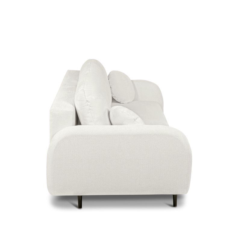 Canapé droit ROTONDO convertible tissu bouclette écru 3 places
