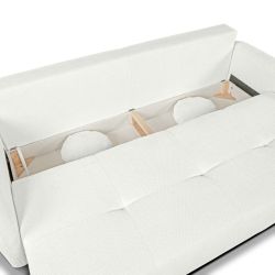 Canapé droit ROTONDO convertible tissu bouclette écru 3 places