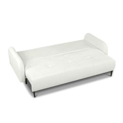Canapé droit ROTONDO convertible tissu bouclette écru 3 places