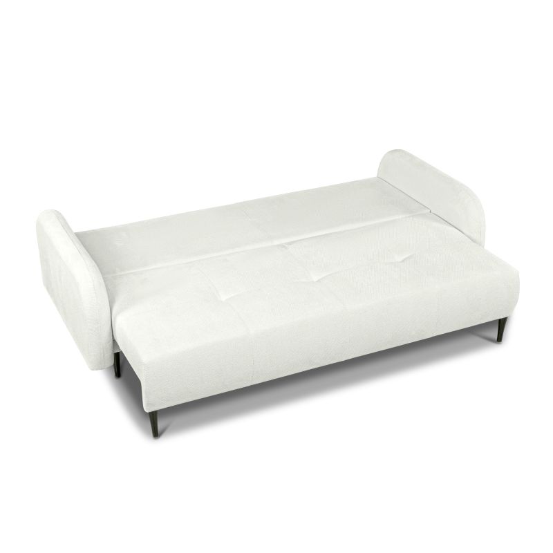 Canapé droit ROTONDO convertible tissu bouclette écru 3 places