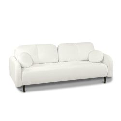 Canapé droit ROTONDO convertible tissu bouclette écru 3 places