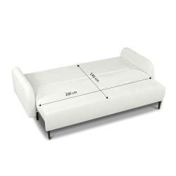 Canapé droit ROTONDO convertible tissu bouclette écru 3 places