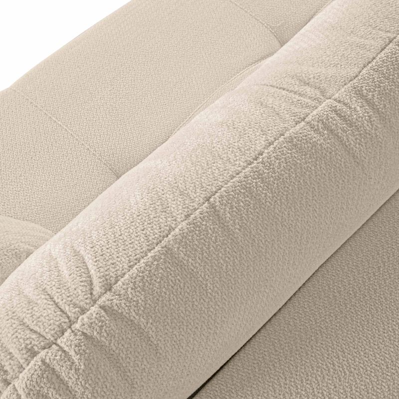 Canapé droit convertible ROTONDO 3 places tissu bouclette grège
