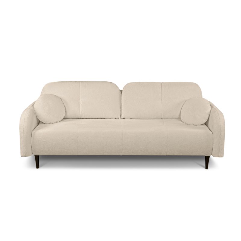 Canapé droit convertible ROTONDO 3 places tissu bouclette grège