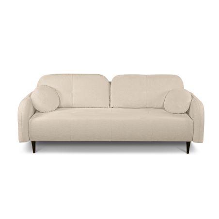 Canapé droit convertible ROTONDO 3 places tissu bouclette grège
