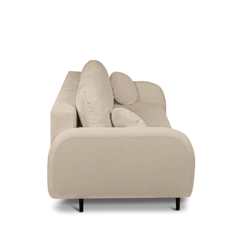 Canapé droit convertible ROTONDO 3 places tissu bouclette grège