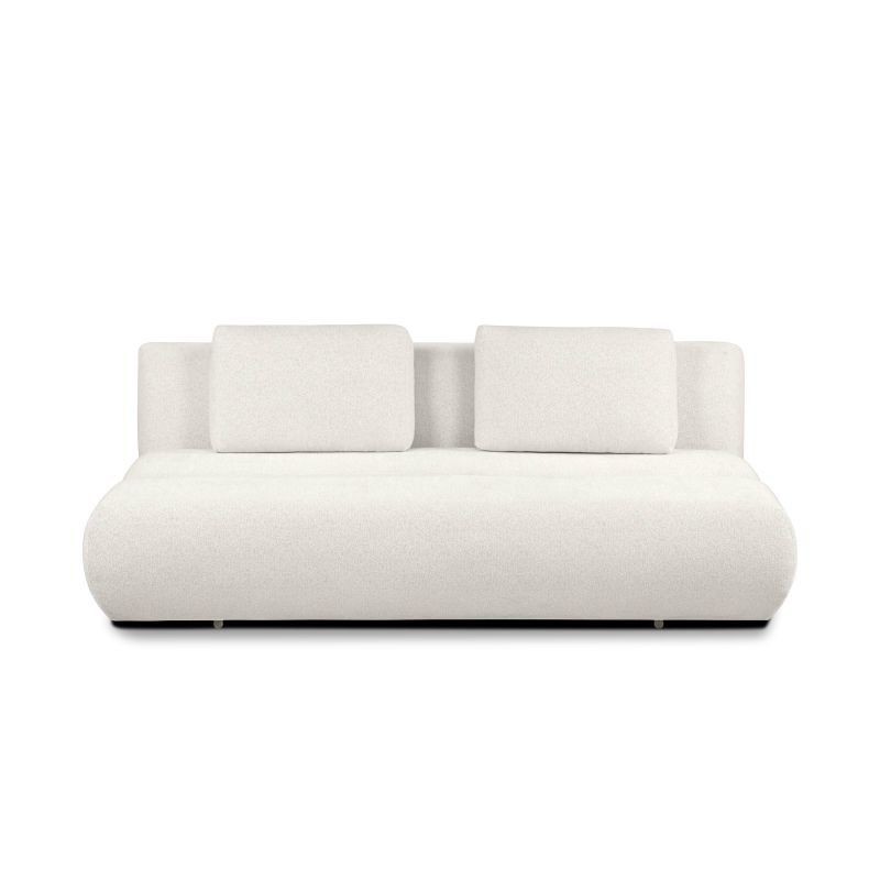 Canapé droit convertible PIO 3 places tissu bouclette écru