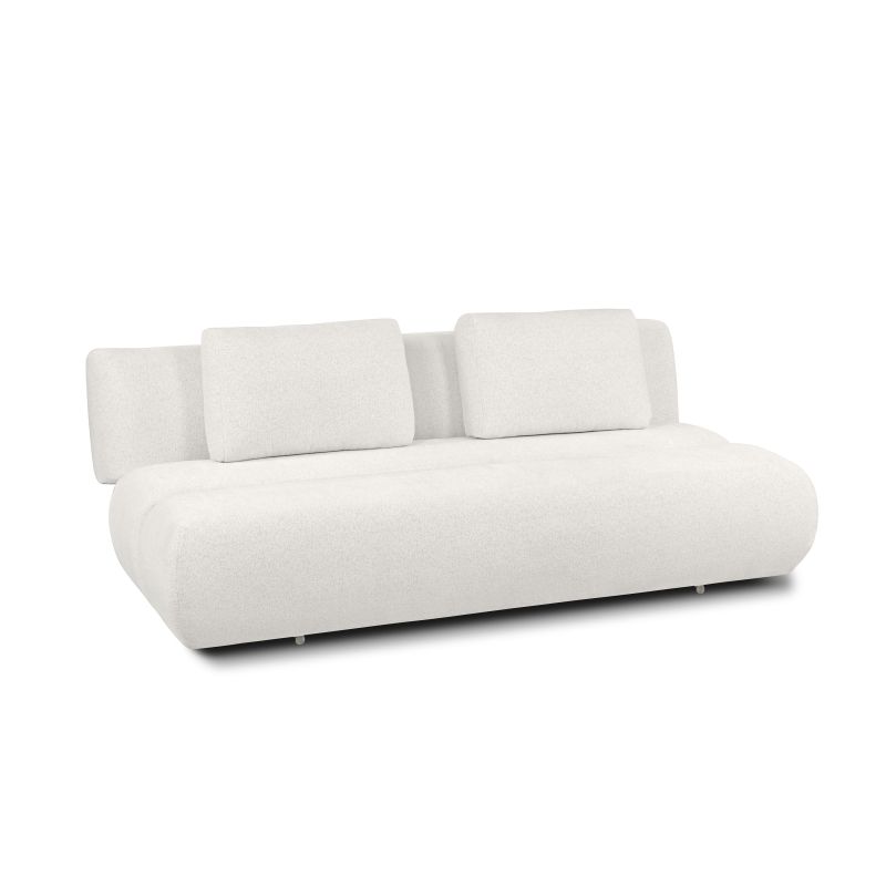 Canapé droit convertible PIO 3 places tissu bouclette écru