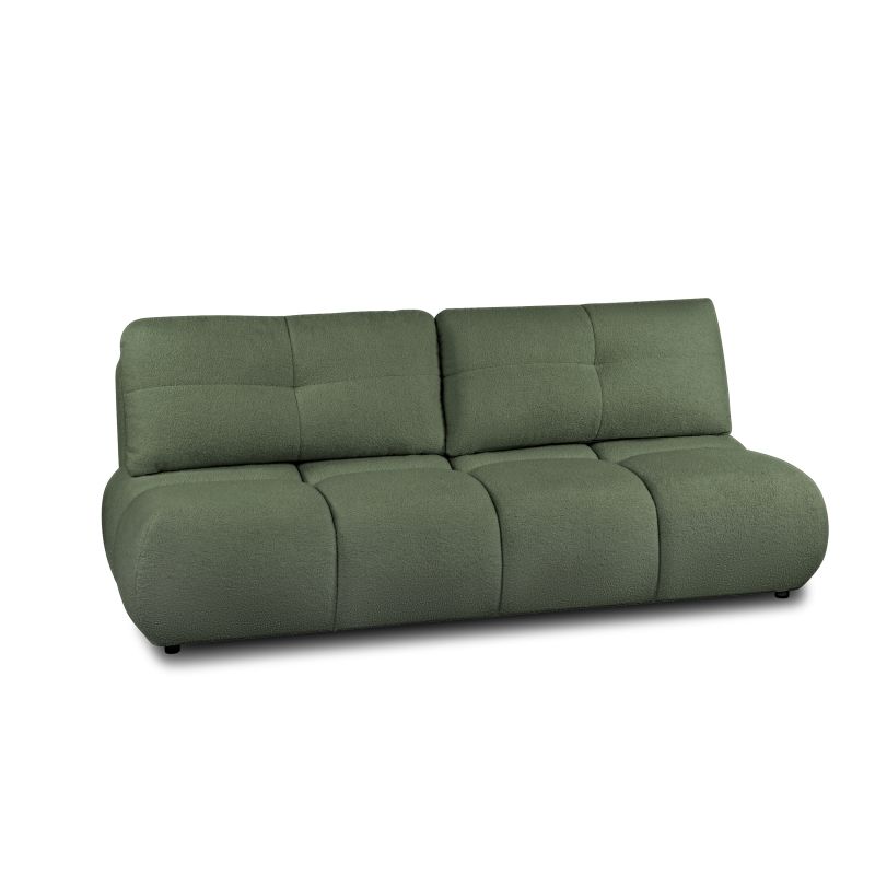 Canapé droit convertible TASCA 3 places tissu bouclette vert kaki