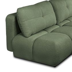 Canapé droit convertible TASCA 3 places tissu bouclette vert kaki