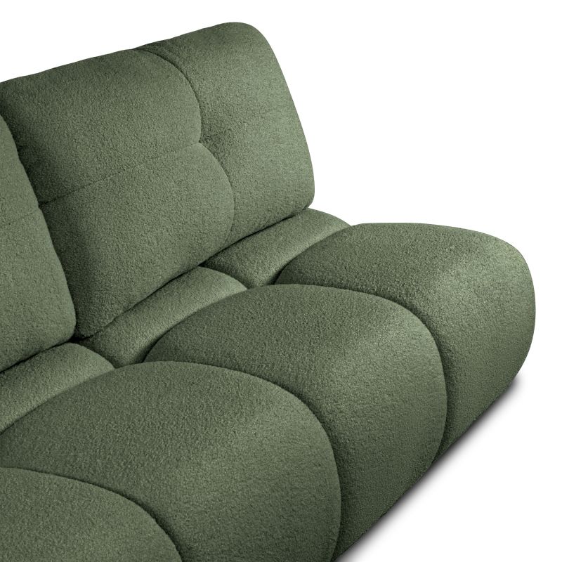 Canapé droit convertible TASCA 3 places tissu bouclette vert kaki