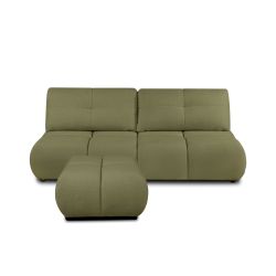 Pouf TASCA tissu bouclette vert olive