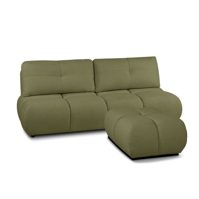 Pouf TASCA tissu bouclette vert olive