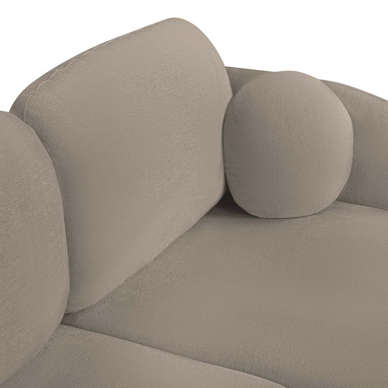 Canapé d'angle droit convertible CARLOTTA 4 places tissu bouclette taupe