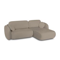Canapé d'angle droit convertible CARLOTTA 4 places tissu bouclette taupe