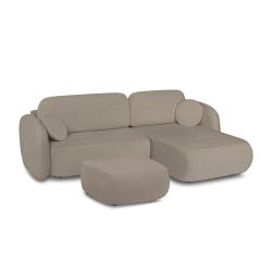 Canapé d'angle droit convertible CARLOTTA 4 places tissu bouclette taupe