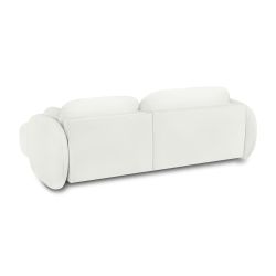 Canapé d'angle droit CARLOTTA convertible tissu chenille écru 4 places