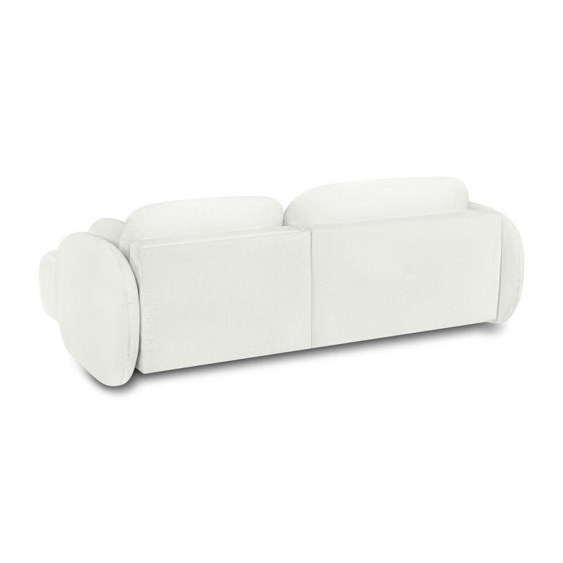 Canapé d'angle droit CARLOTTA convertible tissu chenille écru 4 places