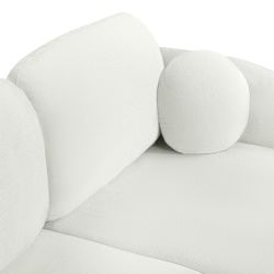 Canapé d'angle droit CARLOTTA convertible tissu chenille écru 4 places