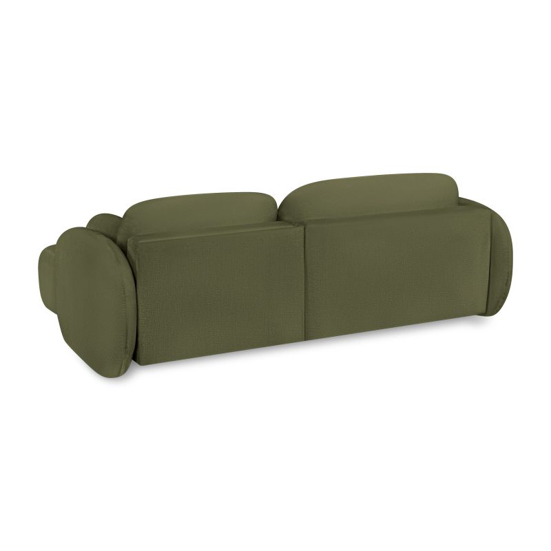 Canapé d'angle droit convertible CARLOTTA 4 places tissu chenille vert kaki