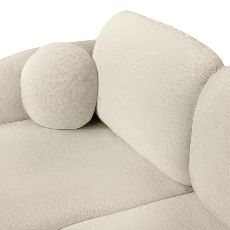 Canapé d'angle gauche convertible CARLOTTA 4 places tissu bouclette grège