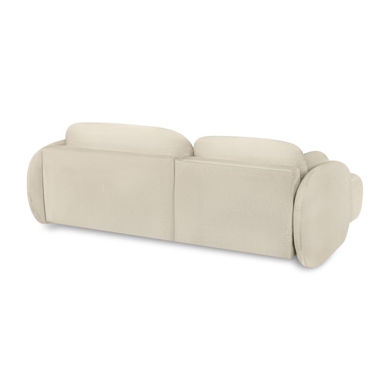 Canapé d'angle gauche convertible CARLOTTA 4 places tissu bouclette grège