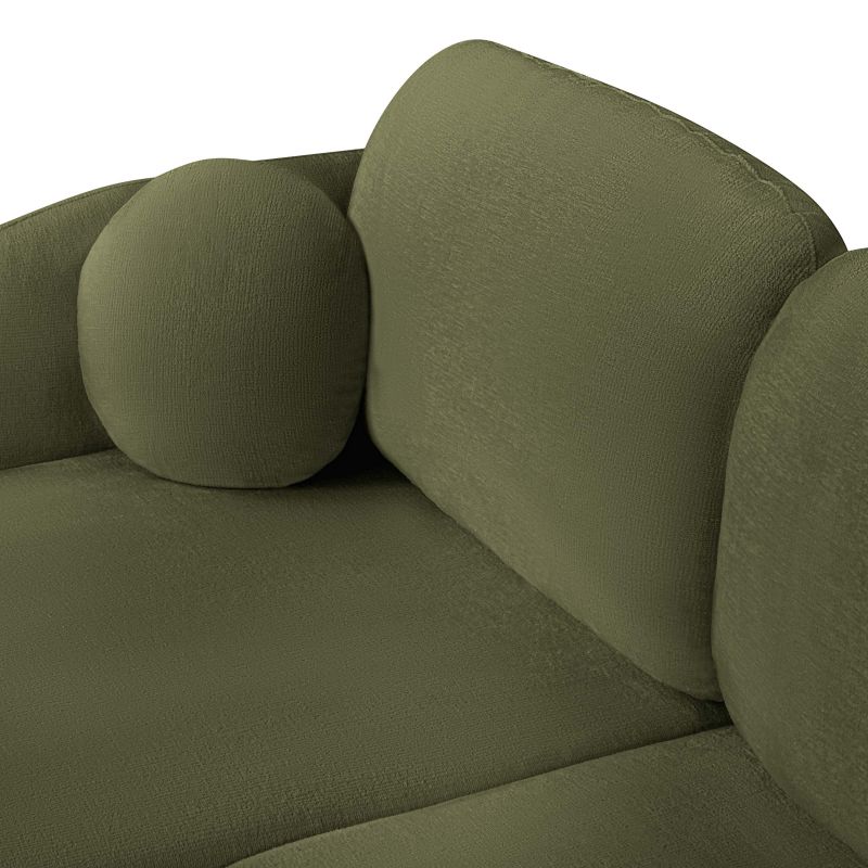 Canapé d'angle gauche convertible CARLOTTA 4 places tissu chenille vert kaki