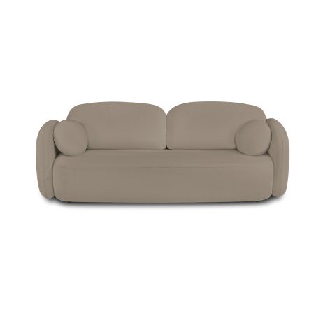 Canapé droit CARLOTTA convertible tissu bouclette taupe 3 places