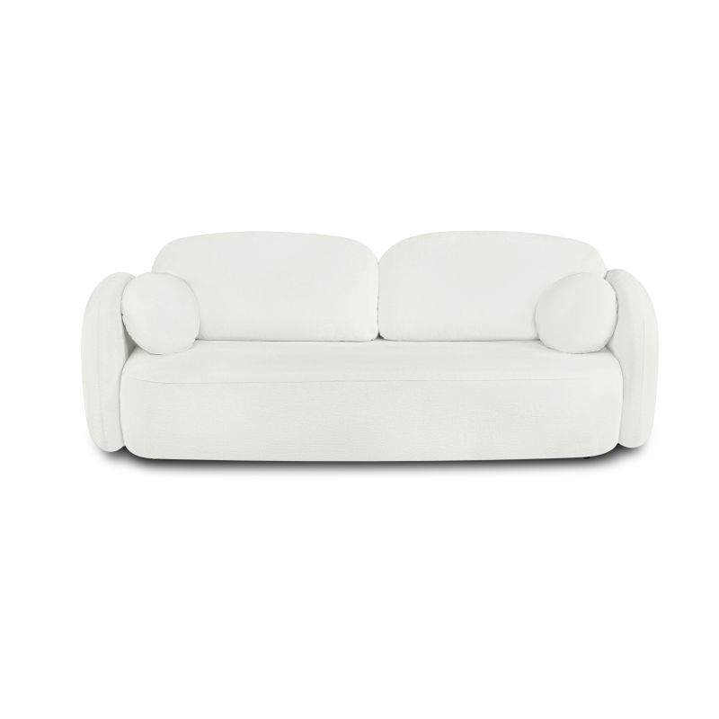 Canapé droit convertible CARLOTTA 3 places tissu chenille écru