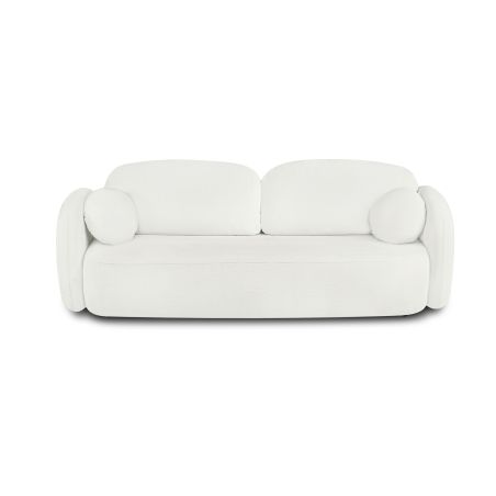 Canapé droit CARLOTTA convertible tissu chenille écru 3 places