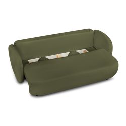 Canapé droit CARLOTTA convertible tissu chenille vert kaki 3 places