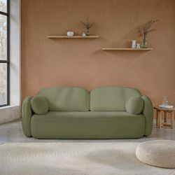 Canapé droit CARLOTTA convertible tissu chenille vert kaki 3 places