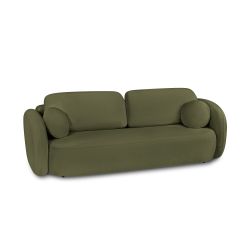 Canapé droit CARLOTTA convertible tissu chenille vert kaki 3 places