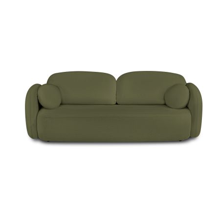 Canapé droit CARLOTTA convertible tissu chenille vert kaki 3 places
