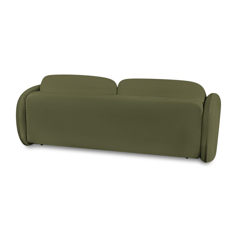 Canapé droit CARLOTTA convertible tissu chenille vert kaki 3 places
