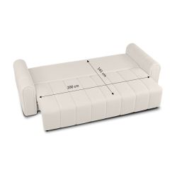 Canapé droit GIORGIO convertible tissu bouclette grège 3 places