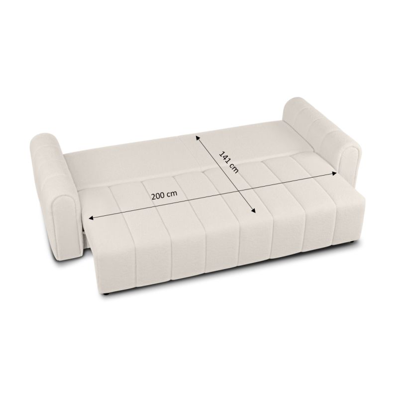 Canapé droit GIORGIO convertible tissu bouclette grège 3 places