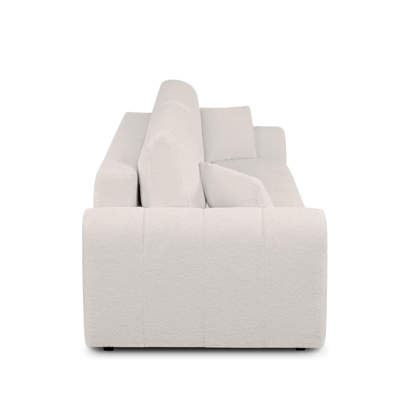 Canapé droit GIORGIO convertible tissu bouclette grège 3 places