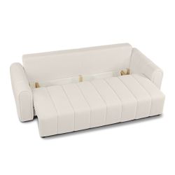 Canapé droit GIORGIO convertible tissu bouclette grège 3 places