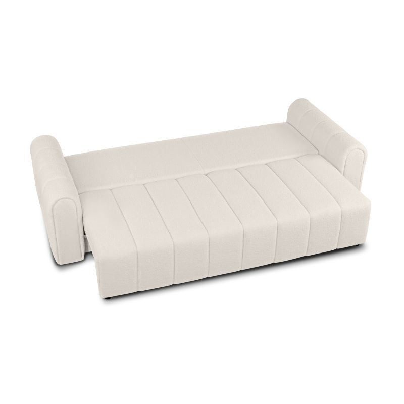 Canapé droit GIORGIO convertible tissu bouclette grège 3 places