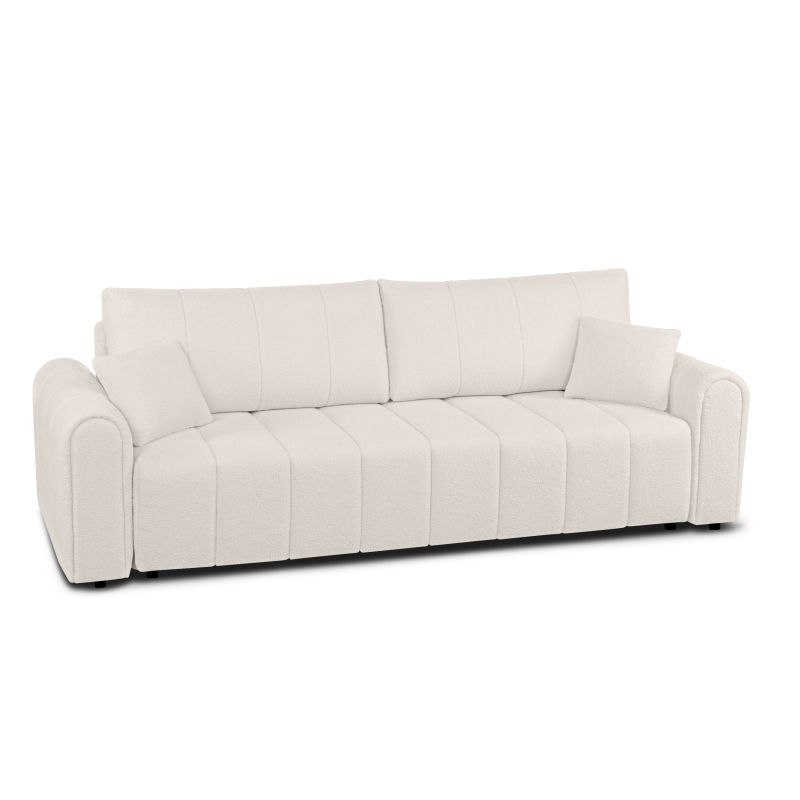 Canapé droit GIORGIO convertible tissu bouclette grège 3 places