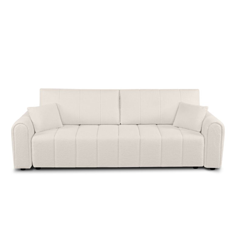Canapé droit GIORGIO convertible tissu bouclette grège 3 places