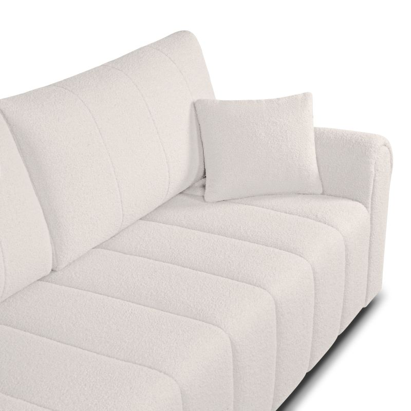 Canapé droit GIORGIO convertible tissu bouclette grège 3 places