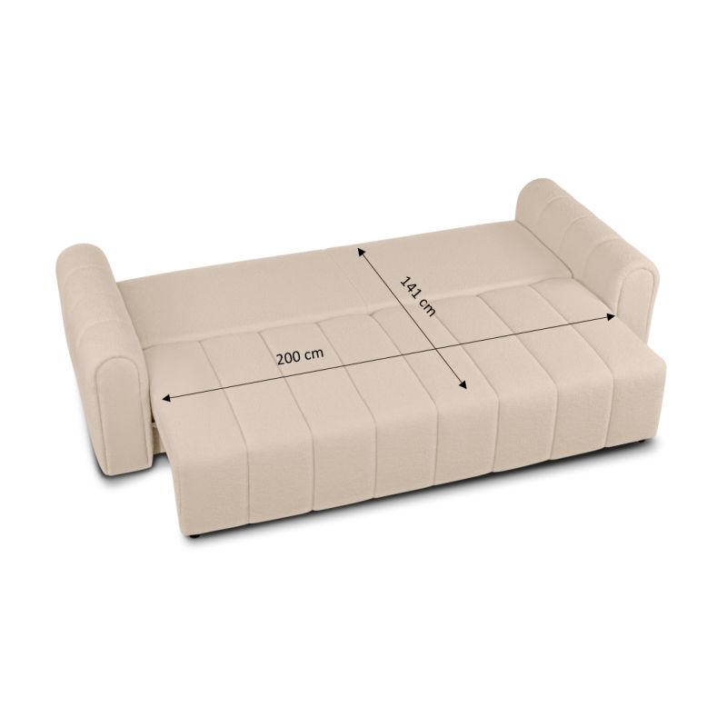 Canapé droit convertible GIORGIO 3 places tissu bouclette taupe