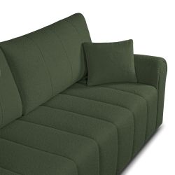 Canapé droit GIORGIO convertible tissu bouclette vert kaki 3 places
