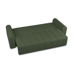 Canapé droit GIORGIO convertible tissu bouclette vert kaki 3 places