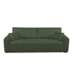 Canapé droit GIORGIO convertible tissu bouclette vert kaki 3 places